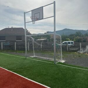 PORTI  FOTBAL PROFIL PATRAT DUR ALUMINIU, 3X2 M, CU PANOU BASCHET (2 BUCATI),COD 421