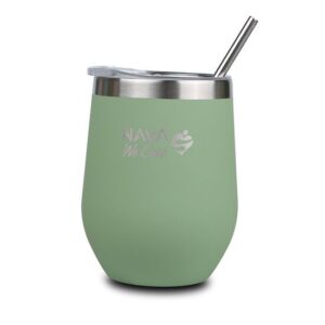 Cana termoizolanta cu pai Nava 360ml verde