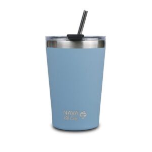 Cana termoizolanta cu pai Nava 450ml albastru