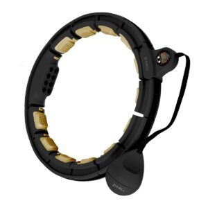 HHM13 NEW HULA HOOP BLACK/GOLD MAGNETIC WITH WEIGHT + COUNTER HMS